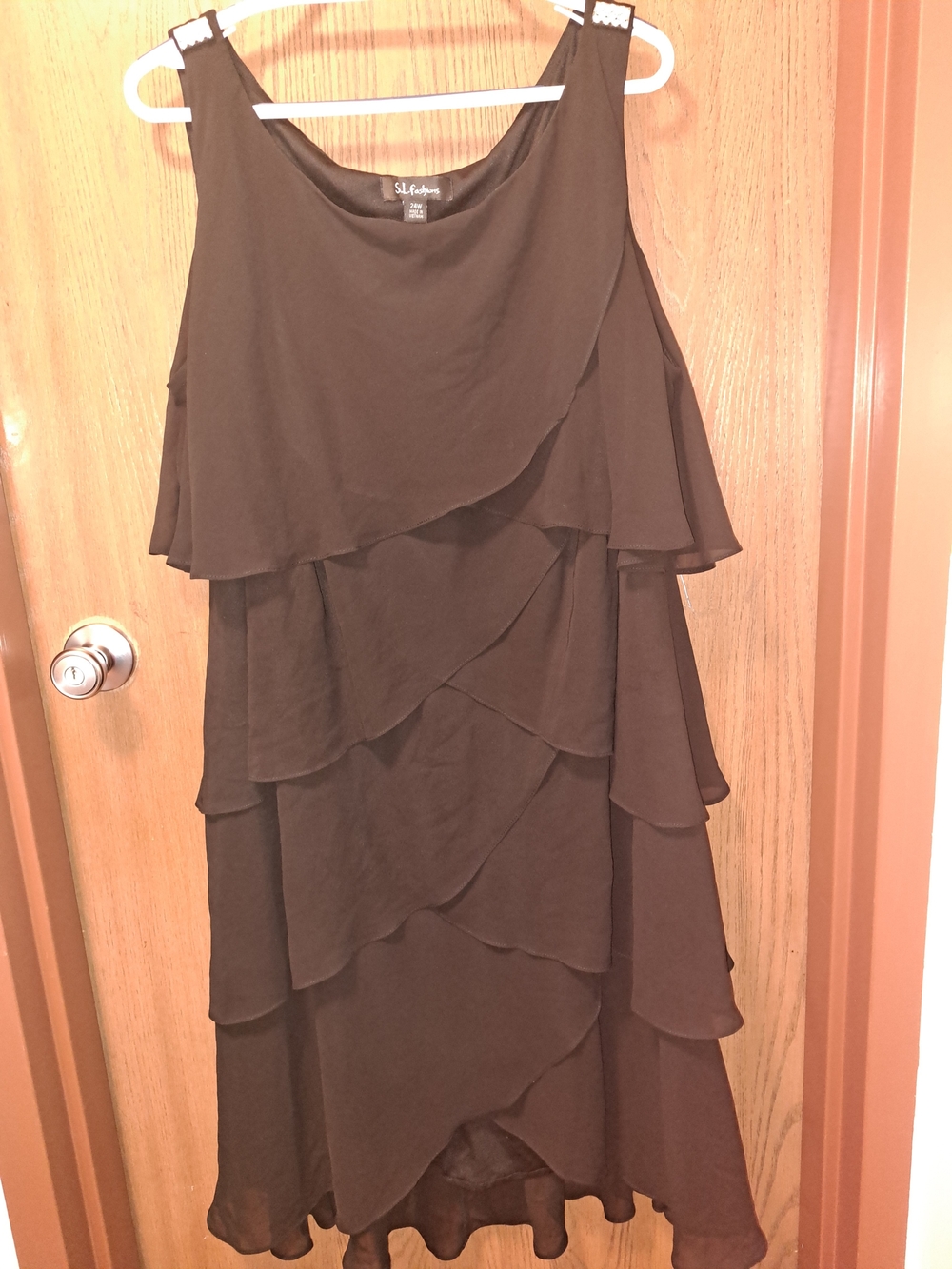 SL Fashions Black Tiered Ruffle Midi Dress